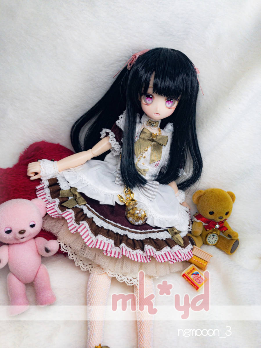1/6ドール用*オビツM-01縮小カスタムヘッド+セット済みウィッグ+自作