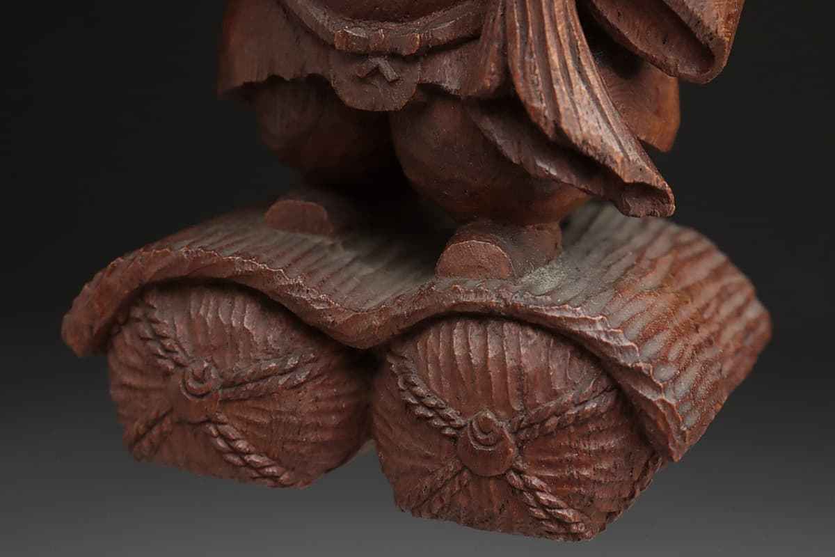 EA024 時代物 欅造 恵比須大黒像 大黒宮付(神棚)・木彫恵比寿大黒像・木彫