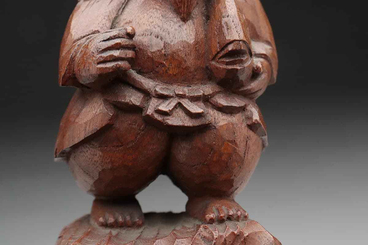 EA024 時代物 欅造 恵比須大黒像 大黒宮付(神棚)・木彫恵比寿大黒像・木彫