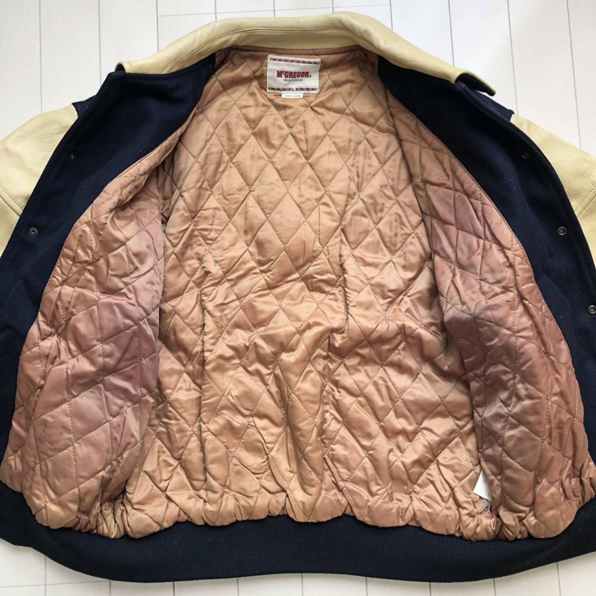 希少 90s McGREGOR マックレガー ニチメン 袖レザー 牛革 ウール 