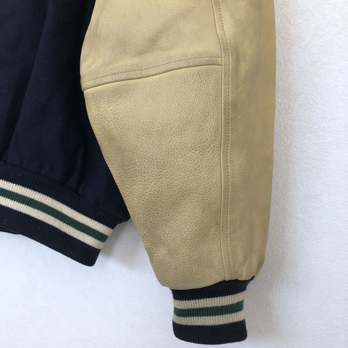 希少 90s McGREGOR マックレガー ニチメン 袖レザー 牛革 ウール 