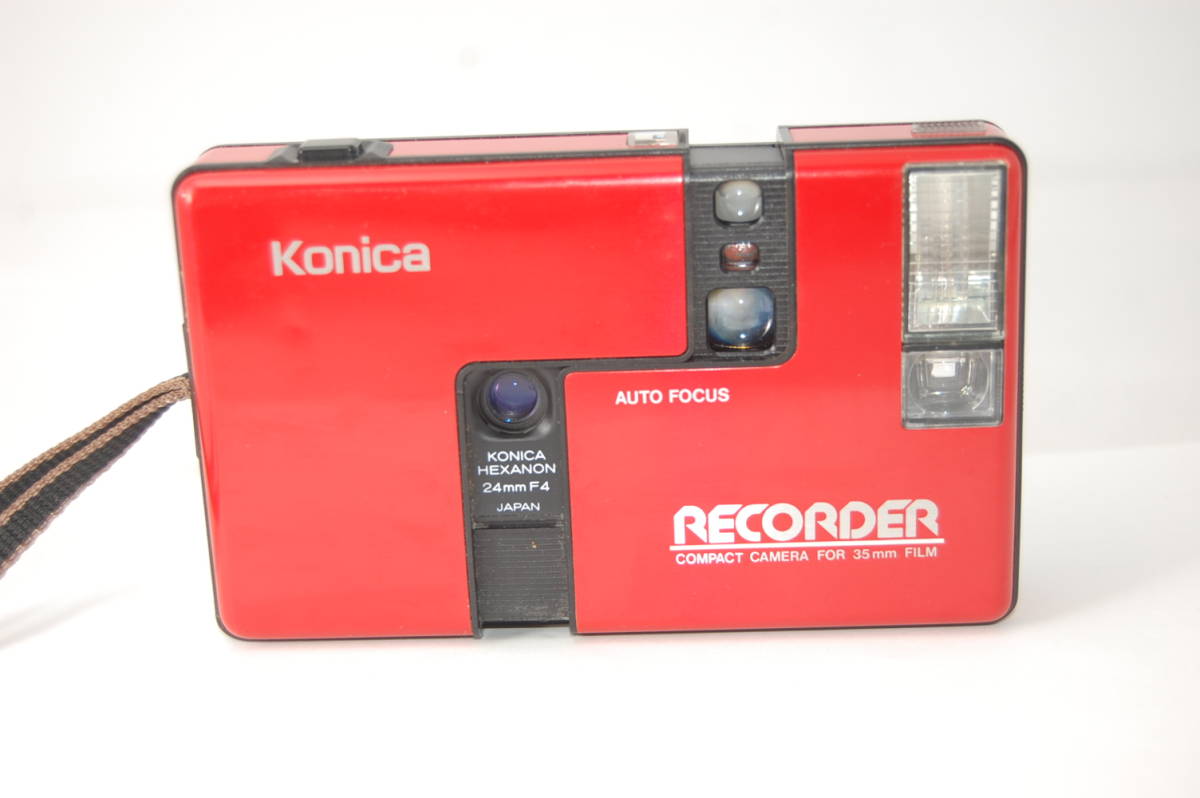 希少☆KONICA/コニカRECORDER ＤＤ24㎜F4ソフトケース純正外箱付 ☆不動ジャンク品☆ Konica コニカ RECORDER HEXANON 24mm F4 レッド
