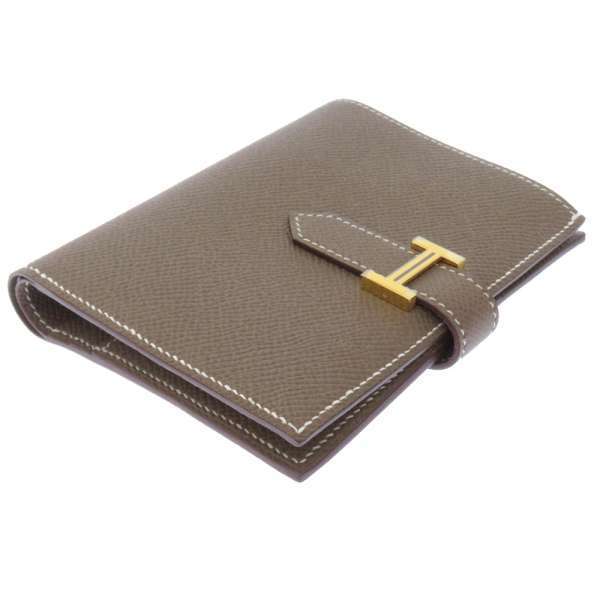 エルメス 財布 ベアンコンパクト エトゥープ/ゴールド金具 ヴォー 