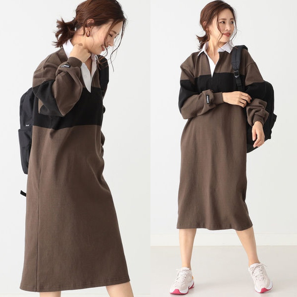 【激安大特価，SALE】 BARBARIAN &times; B:MING by BEAMS 別注 ラガーワンピース バーバリアン ビーミング ビームス Mサイズ(ワンピース（ロング）)｜売買されたオークション情報、yahooの商品情報をアーカイブ公開 - オー 女性用