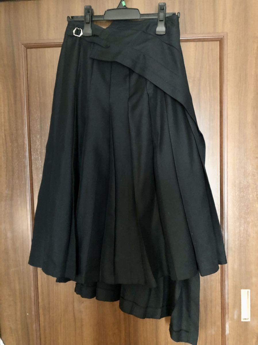 コムデギャルソン トリコ　黒 プリーツロングスカート トリココムデギャルソンtricot COMME des GARCONS コットンウール