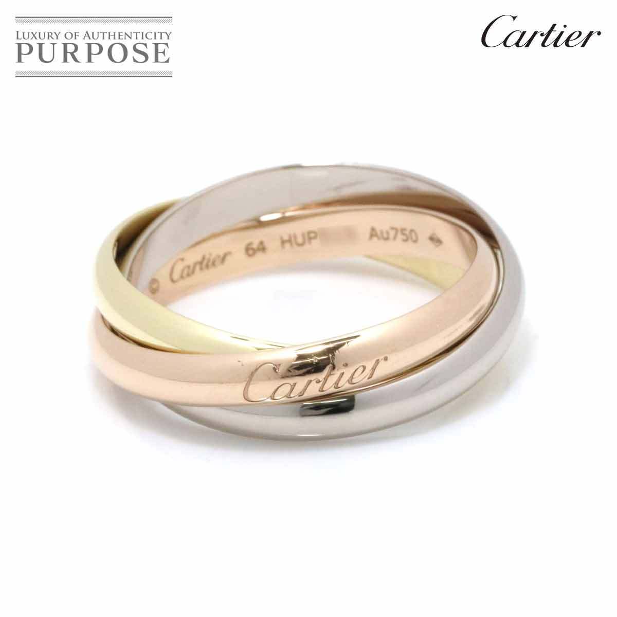 カルティエ Cartier トリニティ #64 リング MM K18 YG WG PG 3連 