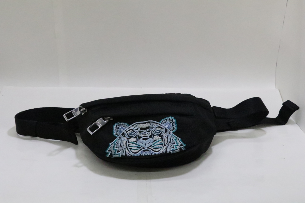 KENZO◇虎刺繍/ボディバッグ/ウエストバッグ/-/BLK KENZO ケンゾー