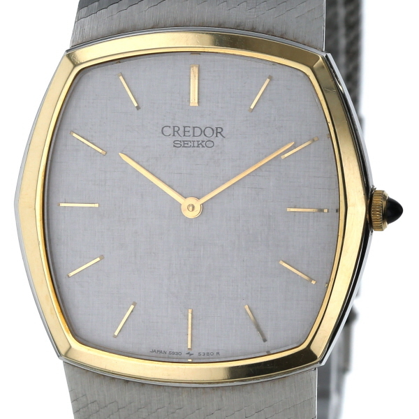 セイコー SEIKO クレドール 14Kベゼル 5930-5360 クオーツ シルバー  