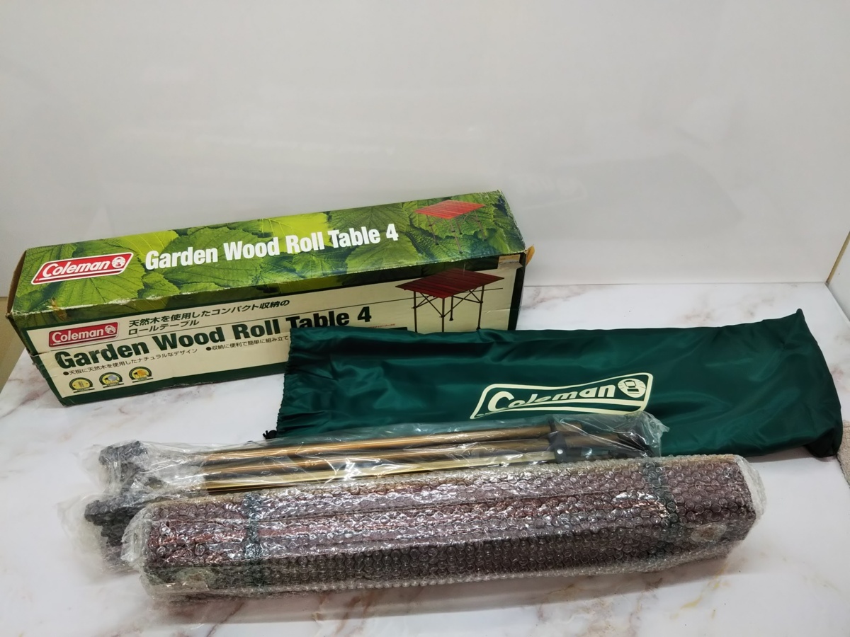 △中古 アウトドア テーブル Coleman Garden wood roll table 4 コールマン