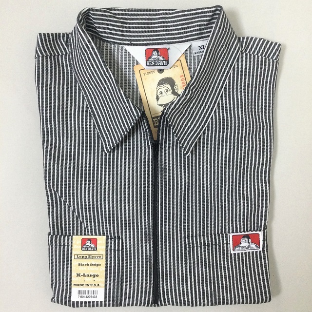 人気定番，得価 Ben Davis Long Sleeve 1/2 Zip Shirts Black Stripe ベンデイビス ハーフジップ ロングスリーブ シャツ ブラック ストライプ USA サイズXL(XLサイズ以上)｜売買されたオークション情報、yahooの商品情報をア ワークシャツ