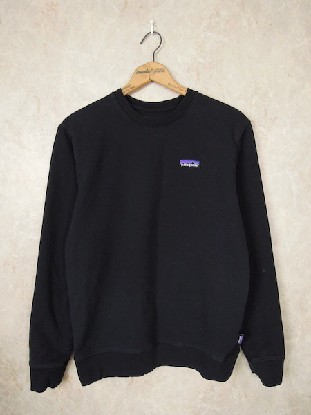パタゴニア P-6 ラベル アップライザル クルースウェットシャツ◆メンズXSサイズ/ブラック/黒/ワンポイント/2021年製
