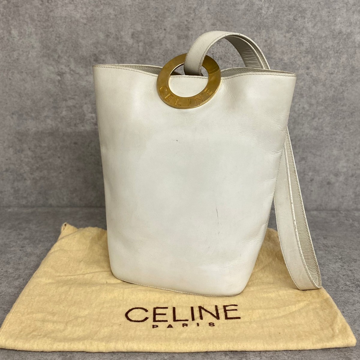 1円 美品 保存袋付 CELINE セリーヌ ヴィンテージ サークル ロゴ 
