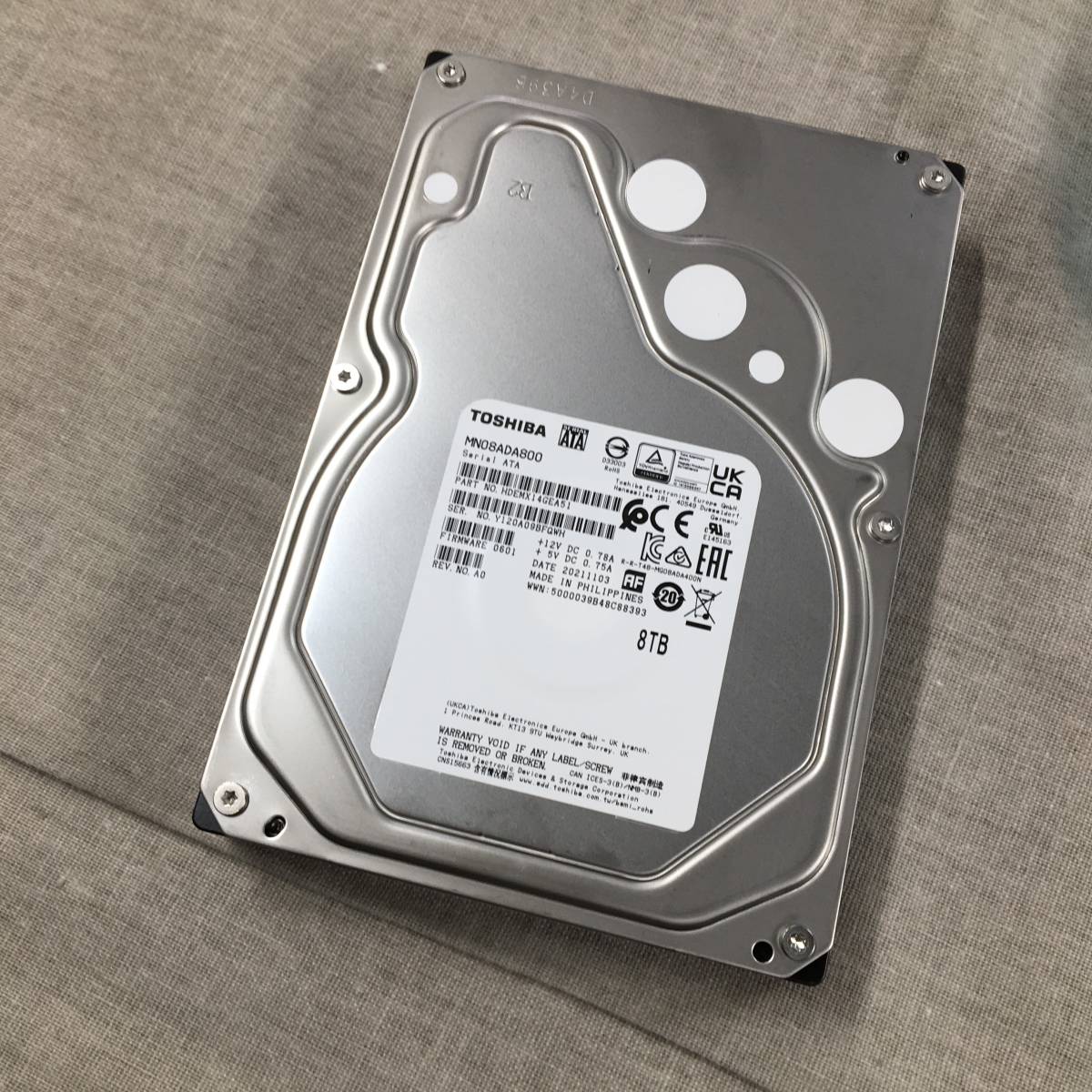 TOSHIBA MN08ADA800 8TB HDD（現状品 東芝 3.5 HDD 8TB(CMR 