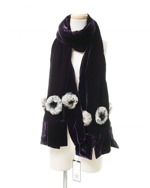 GJ7024▽≪未使用☆定価17万≫シルク混 ベロア×チンチラファー*MAIN 