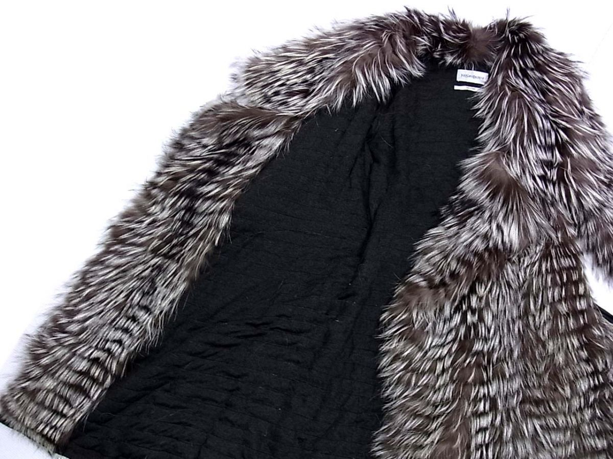美品 高級□イヴサンローラン YSL フォックスファーロングコート
