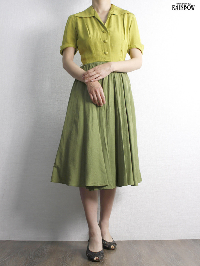 お買い得，新作 ヴィンテージ アメリカ古着 レトロ 無地 リネン 半袖 ロング丈 ワンピース 黄緑 otu2105130(Mサイズ)｜売買されたオークション情報、yahooの商品情報をアーカイブ公開 - オークファン Mサイズ