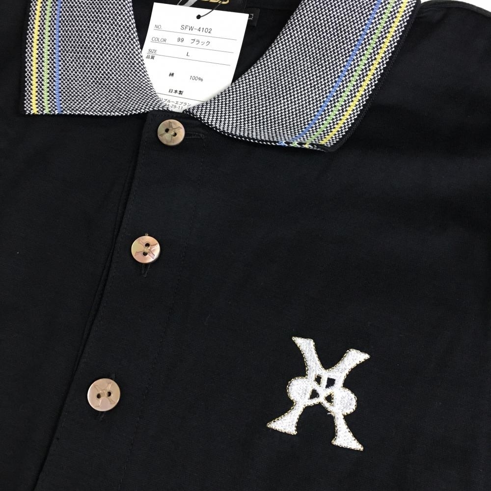 新品】70％OFF～JUMBO333 ジャンボ333 長袖ポロシャツ 黒×ライトグレー