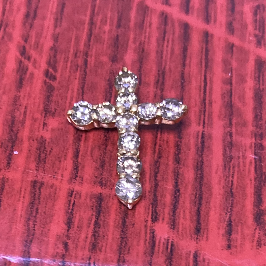 K18 天然ダイヤモンド1ct クロス ペンダント 中古 ペンタントトップ クロス K18 ダイヤ 1ct ダイヤモンド K18