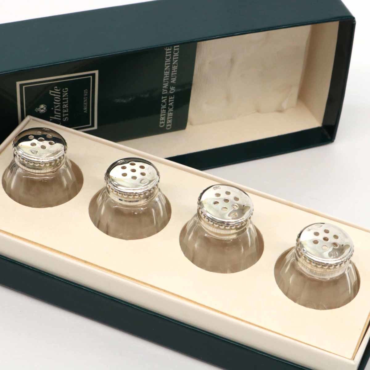 【HOT，新品】 良好 Christofle クリストフル ソルト＆ペッパー ４本セット 箱付 - STERLING/調味料入れ/9325/ミニボトル/洋食器/(ソルト＆ペッパー)｜売買されたオークション情報、yahooの商品情報をアーカイブ公 ソルト＆ペッパー