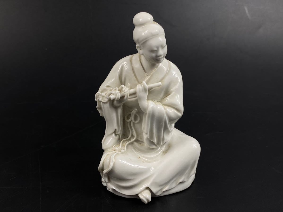 朝】中国 古玩 古美術 唐物白磁楽士座像 徳化窯 宋代 木箱付 時代品
