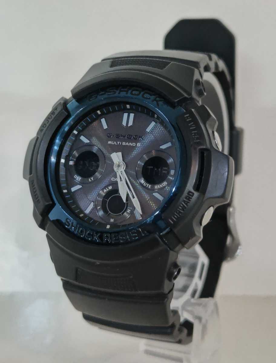 | CASIO G-SHOCK • スポーツ 子供 O送料無料CASIOカシオG-SHOCK/GショックAWG-M100A電波ソーラー動作品マルチバンド6ブラック/ブルー清掃済アナデジ腕時計メンズ売切り