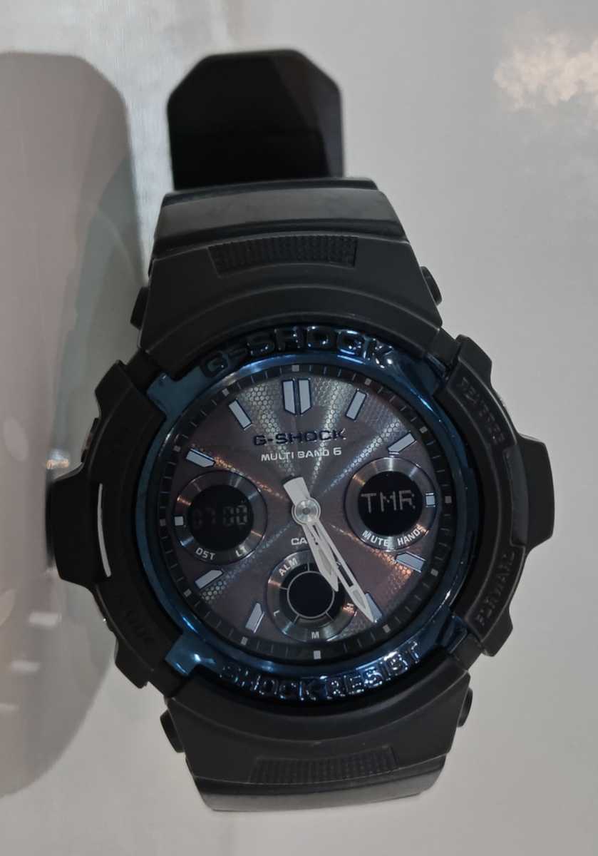| CASIO G-SHOCK • スポーツ 子供 O送料無料CASIOカシオG-SHOCK/GショックAWG-M100A電波ソーラー動作品マルチバンド6ブラック/ブルー清掃済アナデジ腕時計メンズ売切り