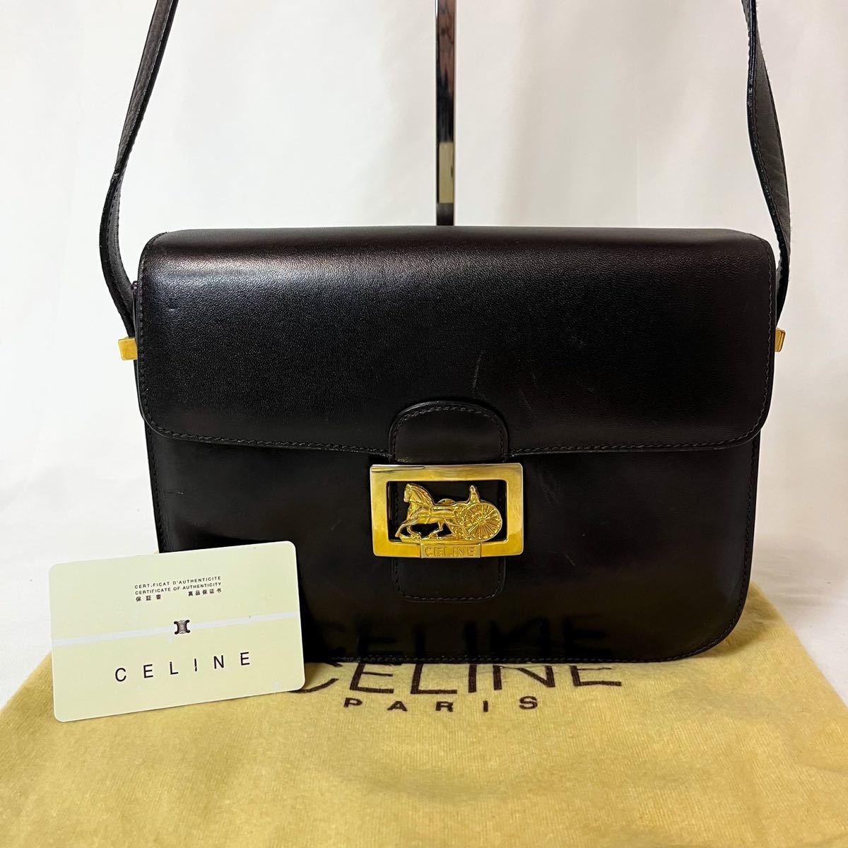 ミニサイズ】□ 1円 スタート □ 希少 美品 セリーヌ CELINE 馬車金具 