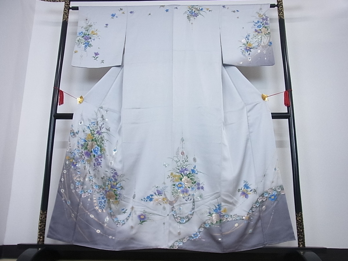  着物屋こころ 訪問着 花蝶文 暈し染め 金銀彩 正絹 逸品 ms5590(仕立て上がり)｜売買されたオークション情報、yahooの商品情報をアーカイブ公開 - オークファン 仕立て上がり