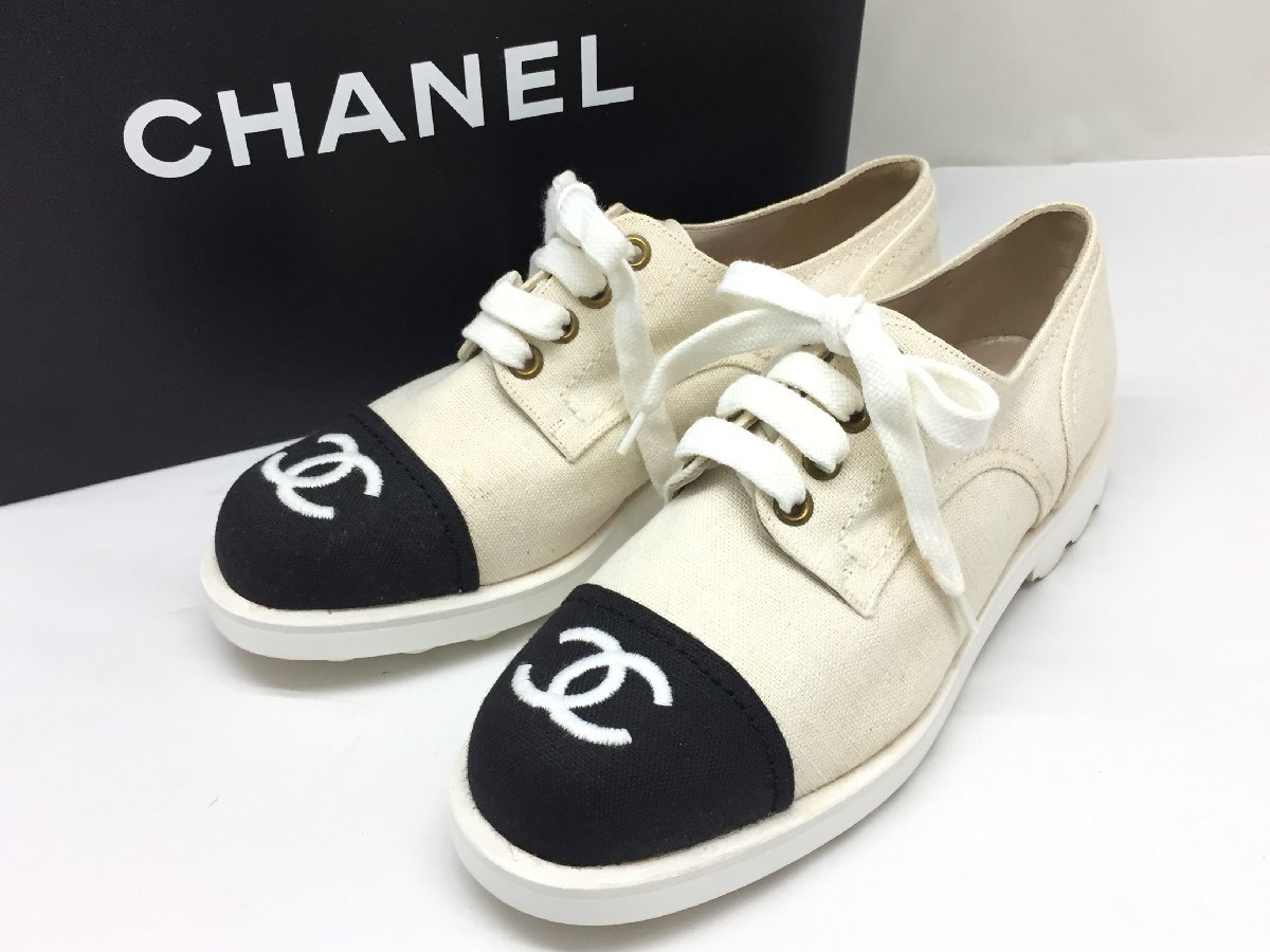 爆買い，品質保証 CHANEL ココマーク バイカラー スニーカー キャンバス レディース 36サイズ 箱 保存袋つき(23.0cm)｜売買されたオークション情報、yahooの商品情報をアーカイブ公開 - オークファン 靴