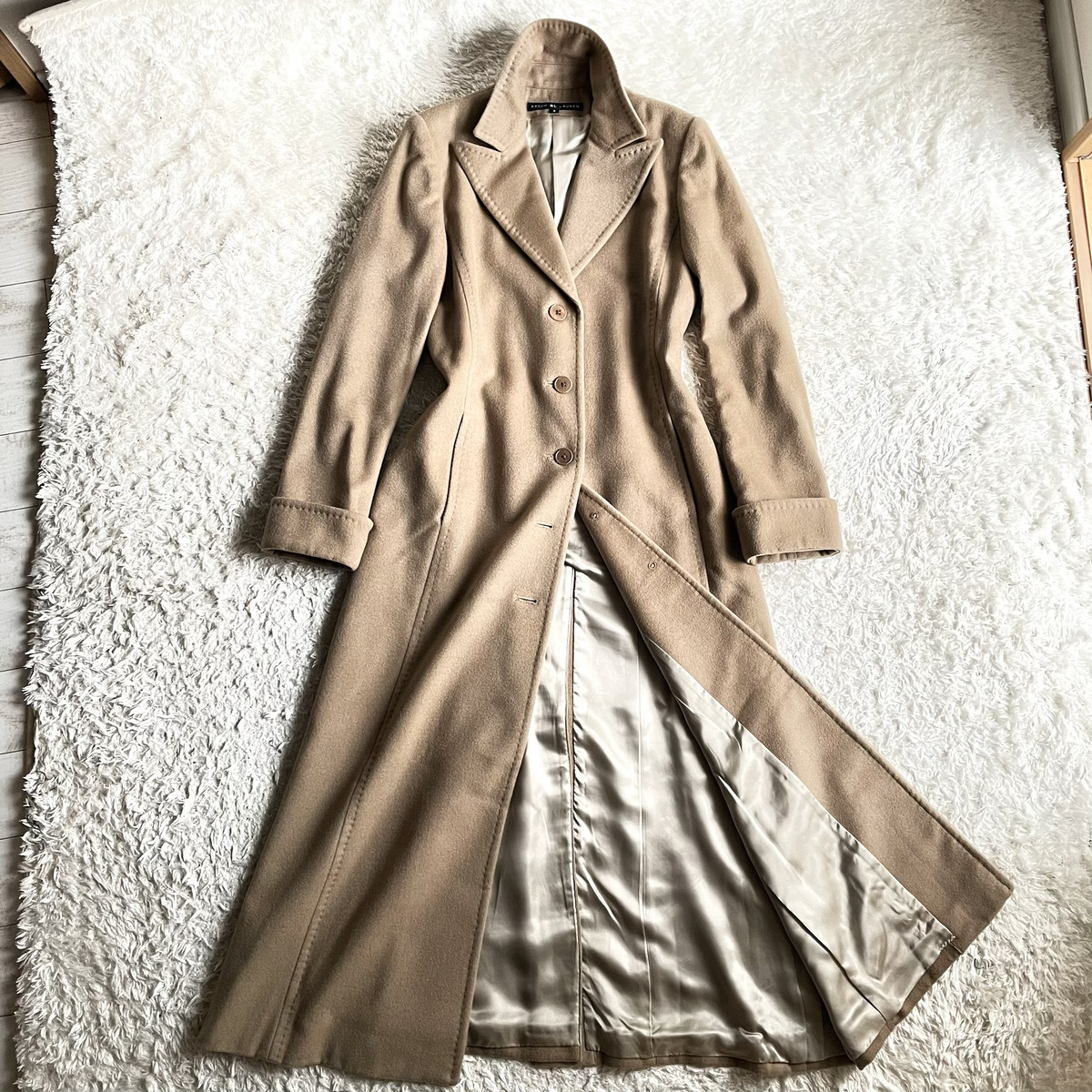極美品 ラルフローレン カシミア 極上トロ感 宝石のような艶感★完全別格品 一点物 チェスターコート ロング コート ベージュ レディース