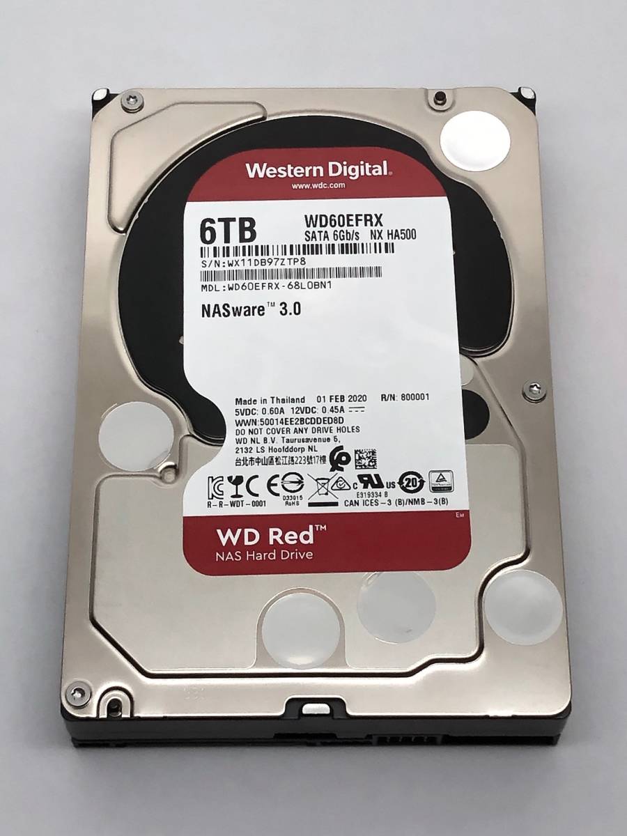 数量限定，SALE 良品 ６ＴＢ 使用時間:2046ｈ Western Digital RED / WD60EFRX 3.5インチ 内蔵 HDD SATA600/5400rpm WD赤 NASware3.0(2TB～)｜売買されたオークション情報、yahooの商品情報をアーカイブ公開 - オークファン 3.5 SerialATA