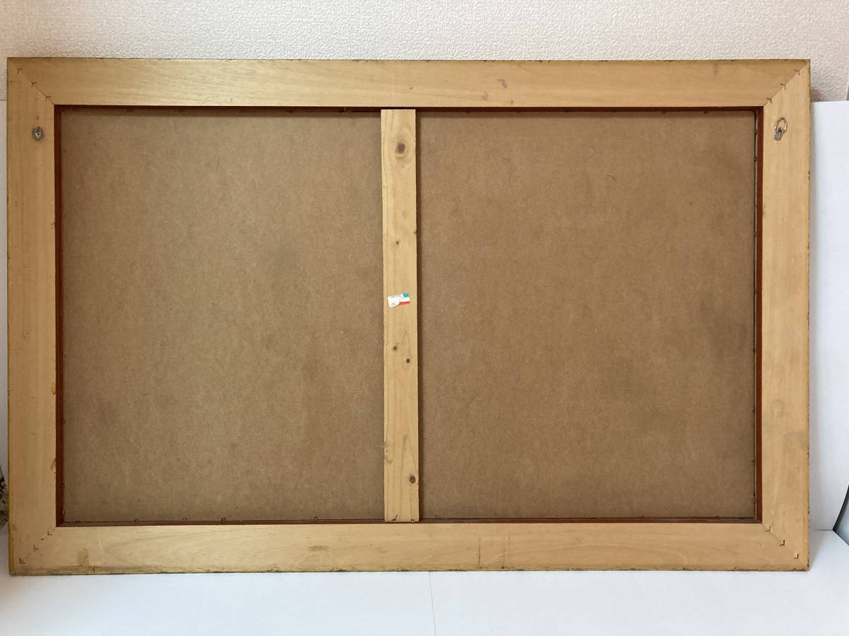 イタリア製ゴブラン織 刺繍絵画中古品 イタリア製 大型(105×74) ゴブラン織 壁掛け額☆クラシカルゴールド