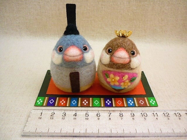 羊毛フェルト 文鳥 ハンドメイド | 鳥 ひな祭り ひな人形 桃の節句