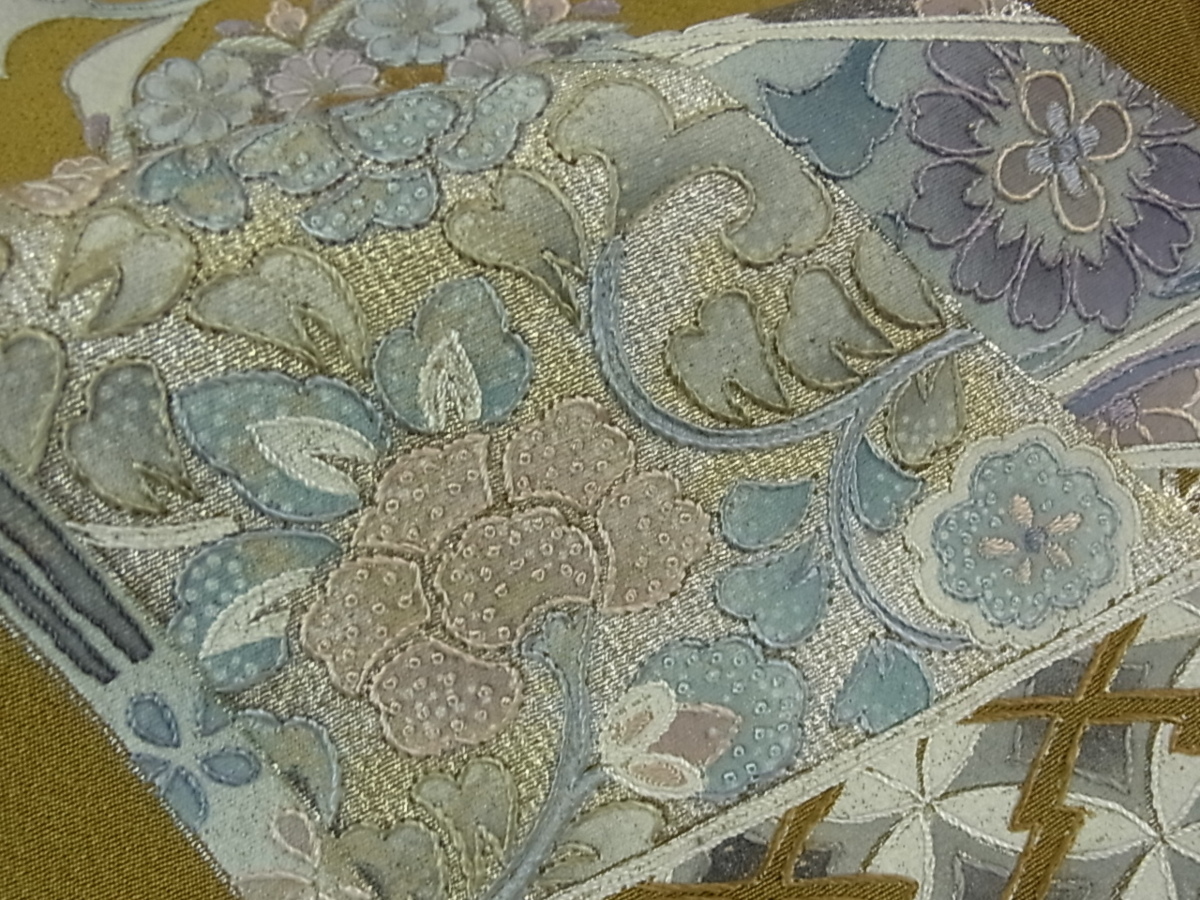 総刺繍 花美人着物□中国三大刺繍 相良刺繍 蘇州刺繍 中国三