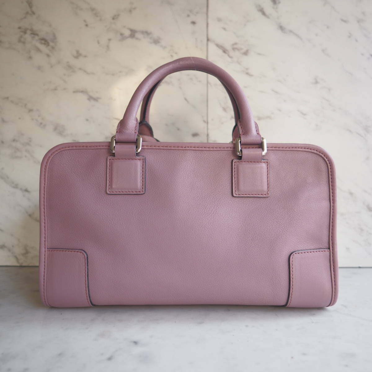 ロエベ LOEWE アマソナ28 ピンクベージュ レザー ハンドバッグ 