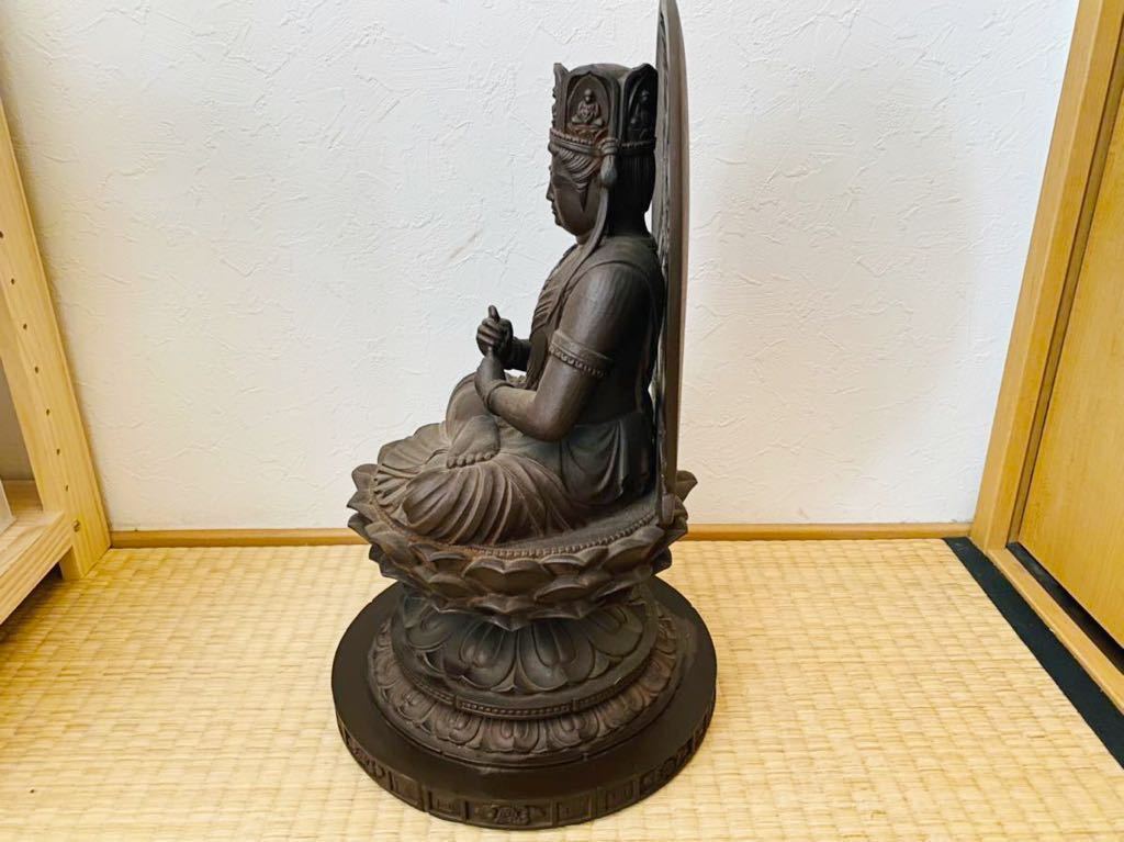 先崎栄伸作 大日如来像 座像 高さ40.5cm 銅像 在銘 仏教美術 仏像 仏師