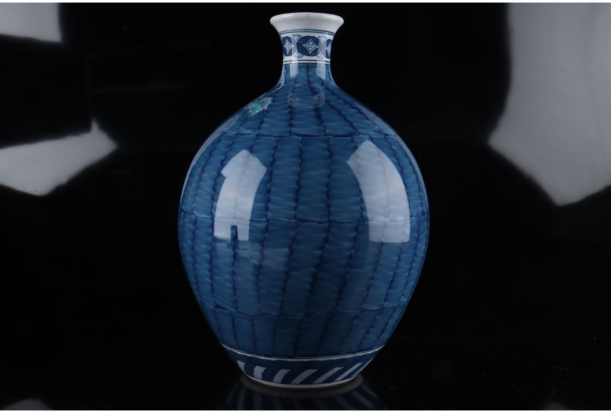 URA]鍋島焼/加藤藤山 造/色絵花紋花瓶/共箱/31.5cm/9-2-137(検)骨董