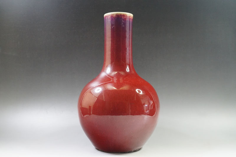454 辰砂 大花瓶 中国 唐物 唐物 時代物 辰砂大花瓶 辰砂釉不遊環双象