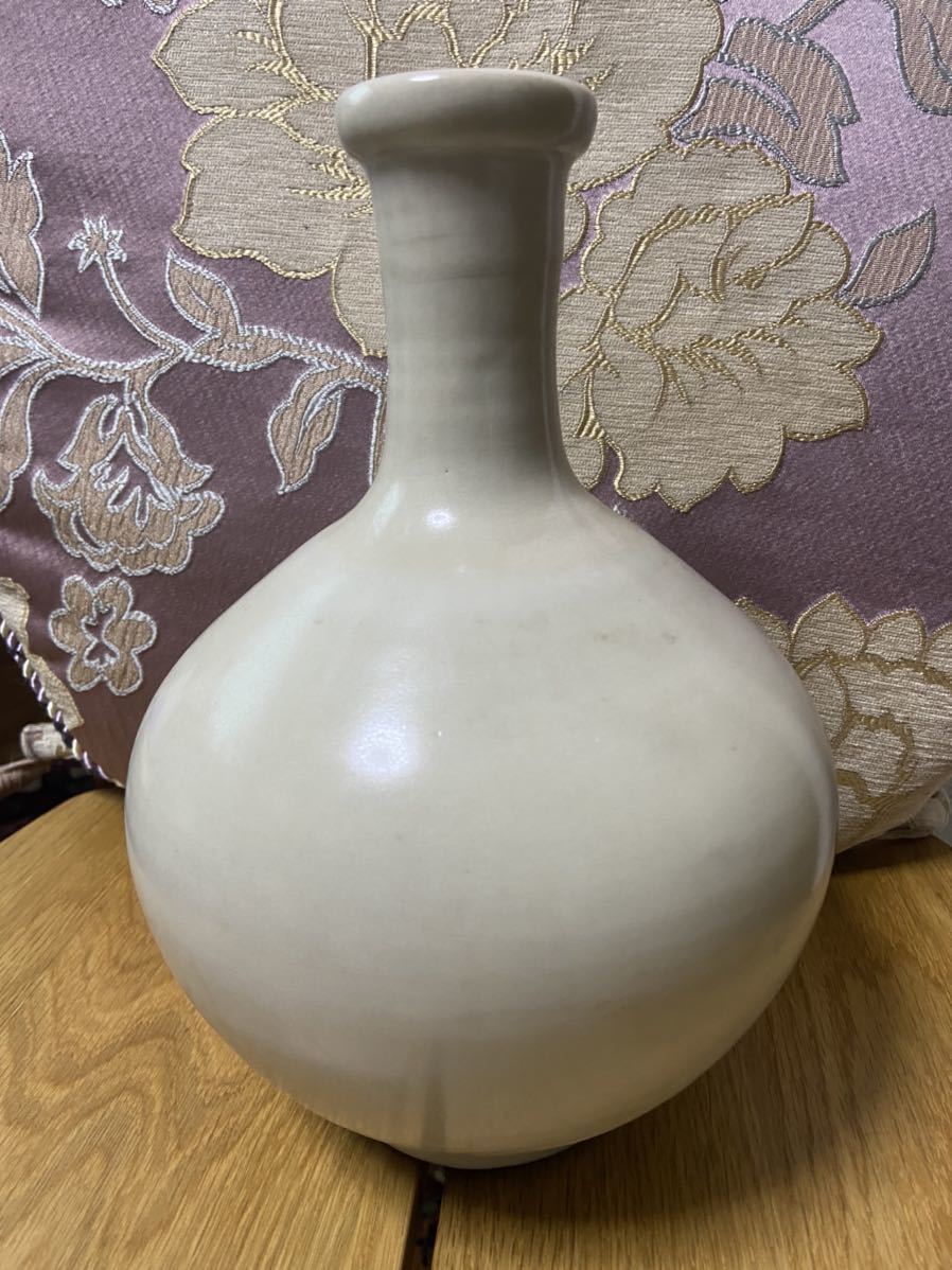 花瓶 白磁 李朝 壺 徳利 壷 酒器 唐物 古陶磁 草花文 染付 朝鮮古美術 白磁製 大徳利 32cm マスキ