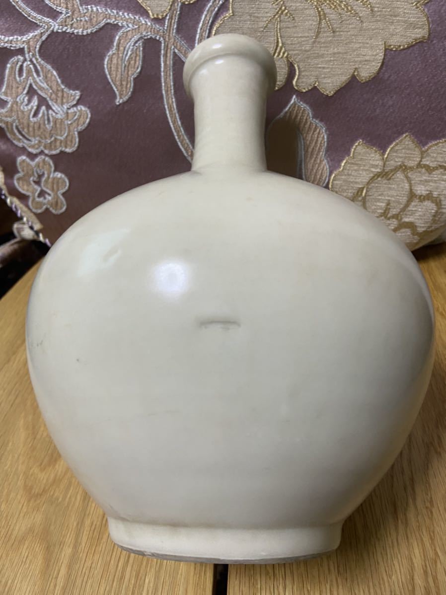 花瓶 白磁 李朝 壺 徳利 壷 酒器 唐物 古陶磁 草花文 染付 朝鮮古美術 白磁製 大徳利 32cm マスキ