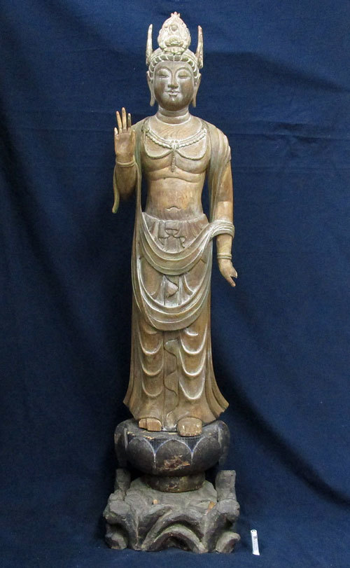 白鳳期 古様式 高さ99cm 木彫 大型 夢違観音菩薩立像 検 仏教美術