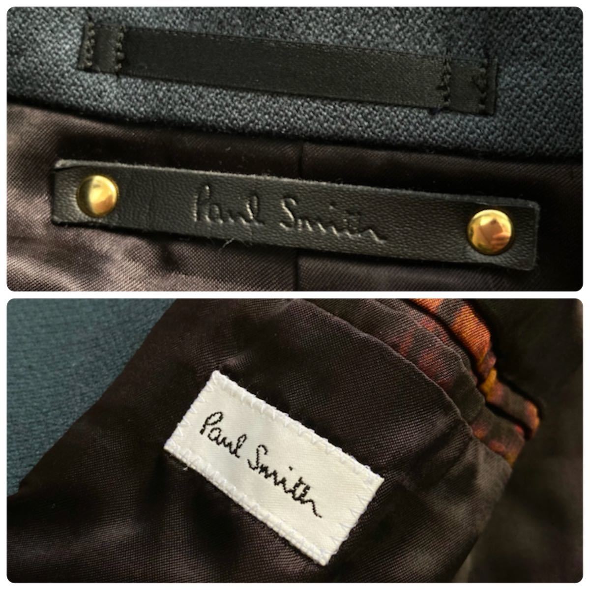 ほぼ 極 定価10万 Paul Smith ポールスミス メインライン パリコレ ウール メルトン ロング チェスターコート モスグリーン M ...