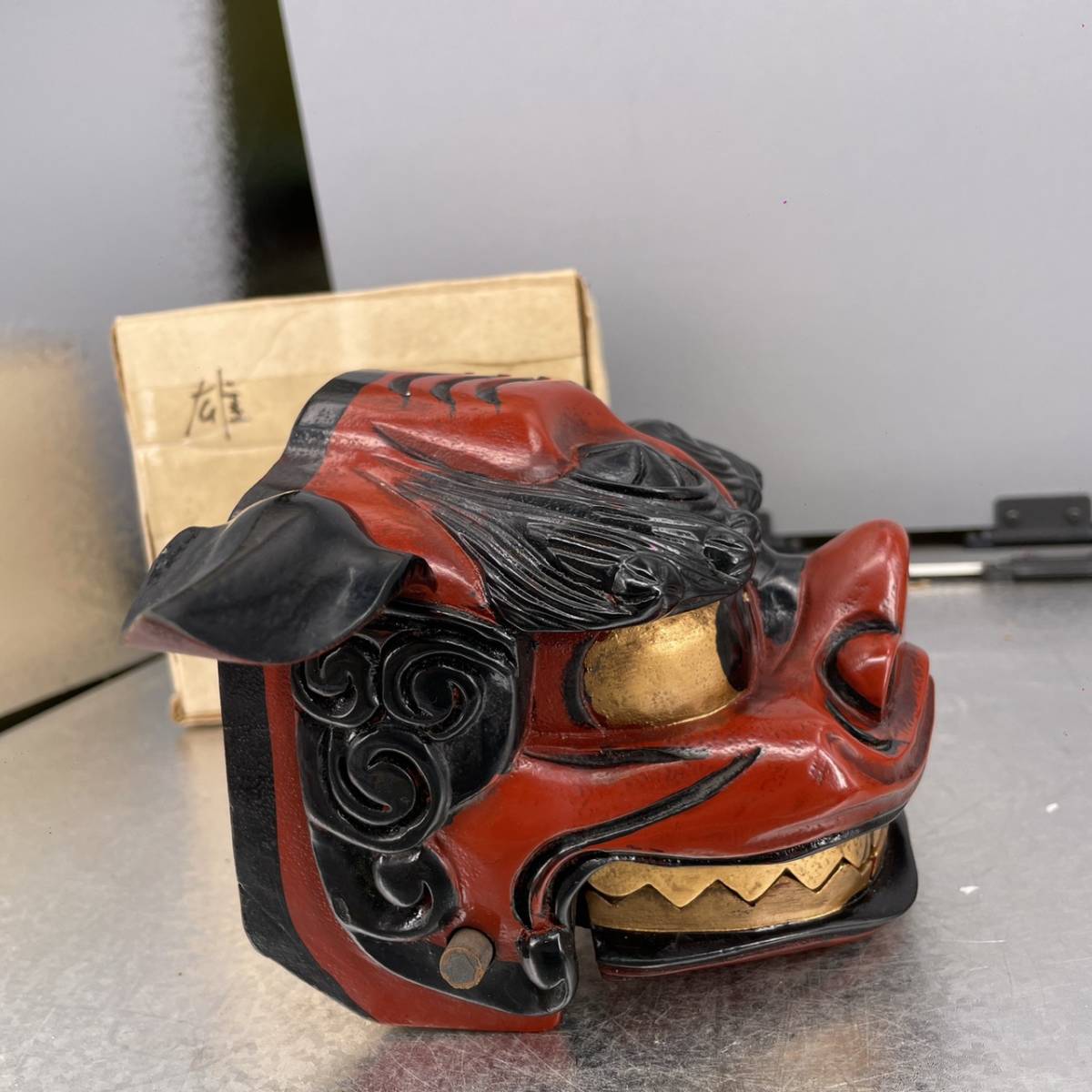 獅子舞 縁起物 獅子頭 魔除け 神楽面 木彫 木彫り Yahoo!オークション