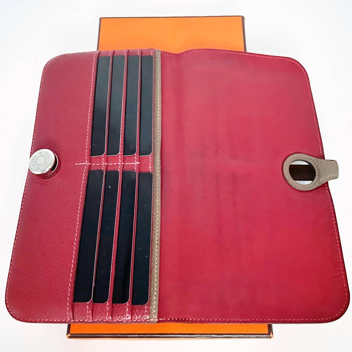 HERMES エルメス ドゴン ロング バイカラー 長財布 財布 赤 レッド  