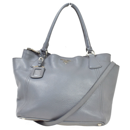 中古】 プラダ PRADA ハンドバッグ ショルダー トート 2WAY グレー