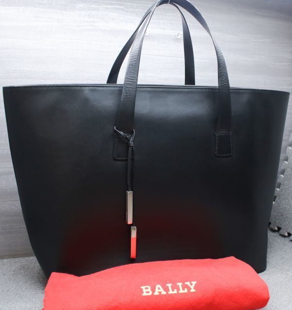 美品 バリー レザー トート ハンド バッグ ブラック 保存袋有 BALLY 