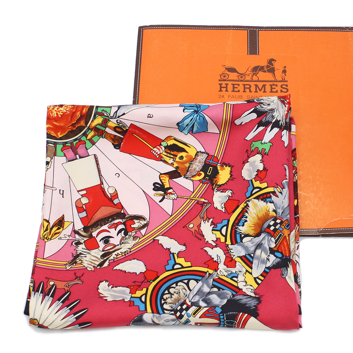 ☆S1835 美品!! エルメス HERMES カレ90 スカーフ Kachinas カチナ