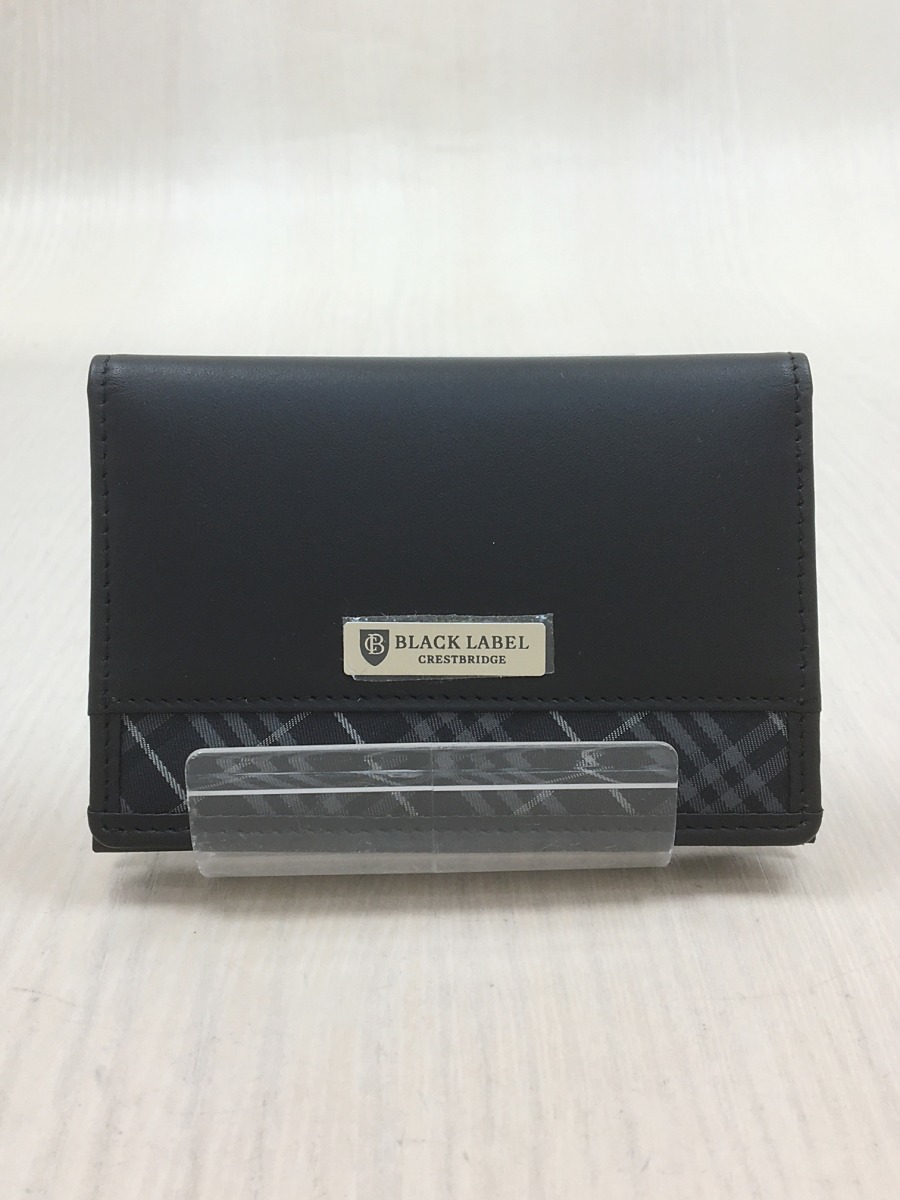 BLACK LABEL CRESTBRIDGE◇カードケース/牛革/ブラック/クレスト