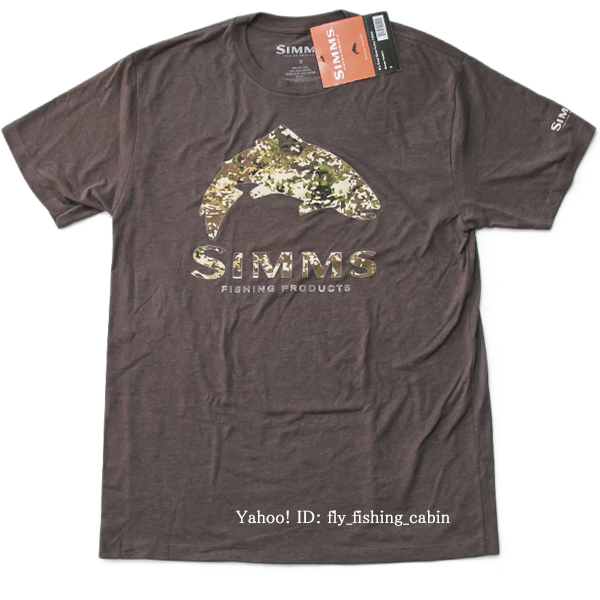 2020 シムス Simms トラウト リバーカモ Tシャツ US-S ブラウンヘザー