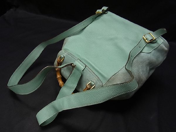 1円 GUCCI グッチ 003 2058 0016 バンブー スエード×レザー リュック 